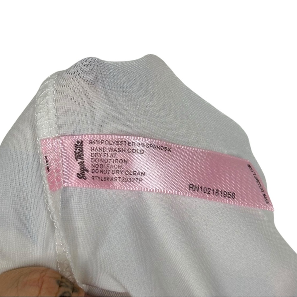 Sugar Thrillz Floral Pollen In Love Stretchy Sheer Mesh Ruched Mini Skirt Lilac - Picture 12 of 12